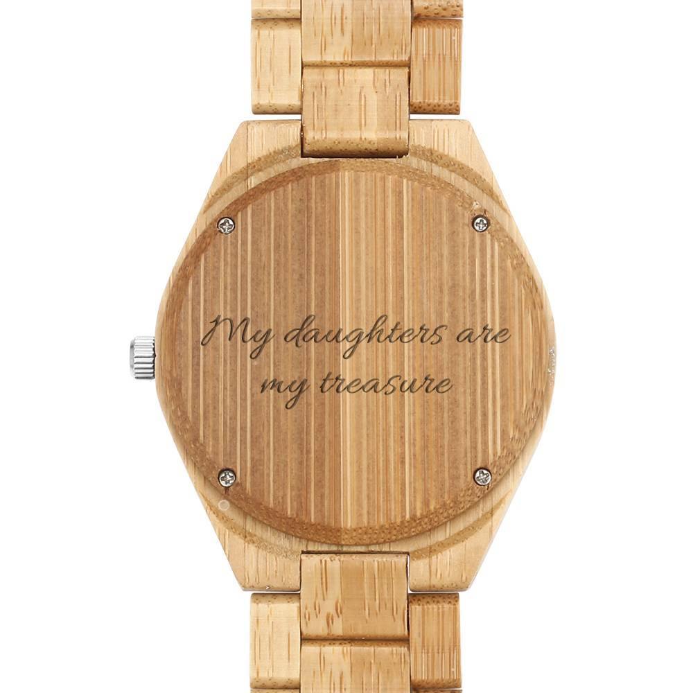 Personalized Engraved Wooden Men's Photo Watch 45mm