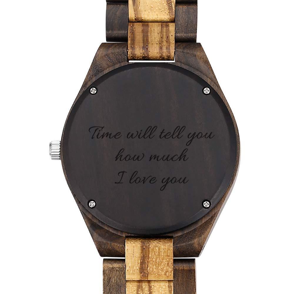 Custom Engraved Men's Wooden Photo Watch 45mm