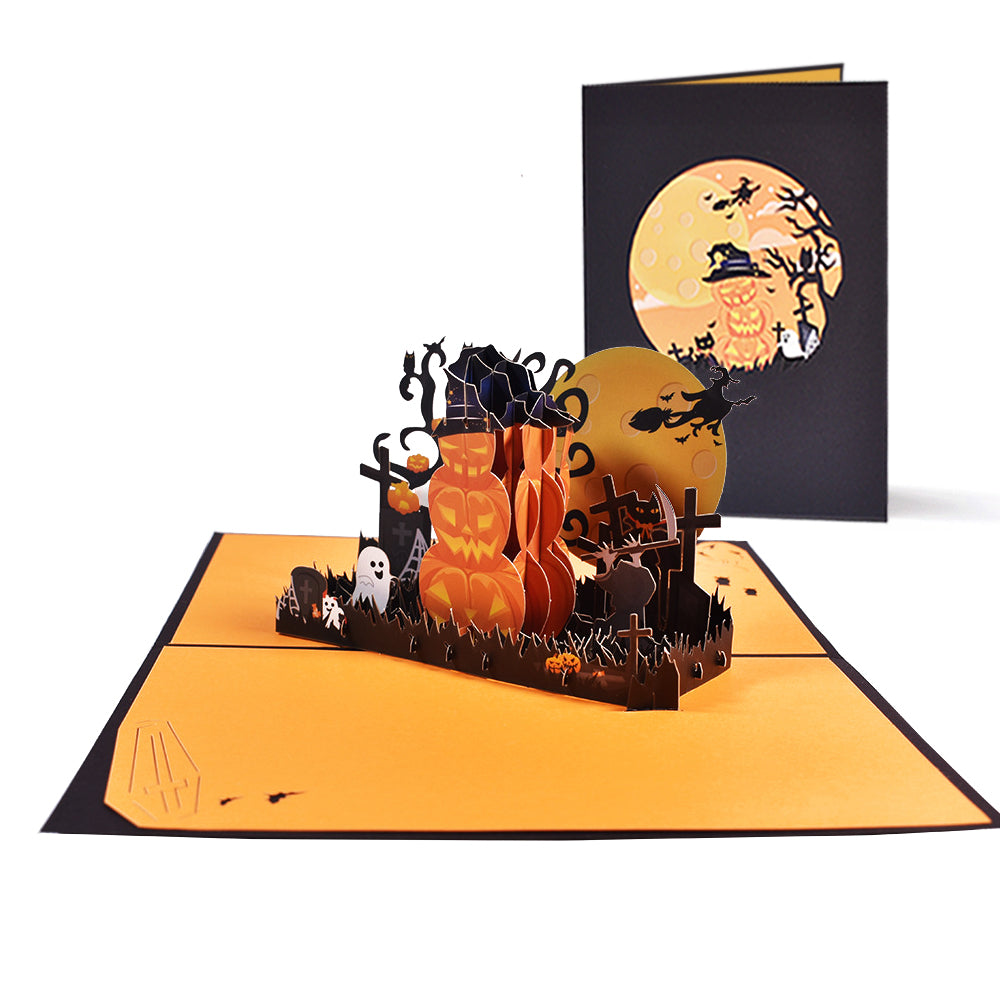 Halloween 3D Pop Up Card Pumpkin Graveyard Pop Up Greeting Card