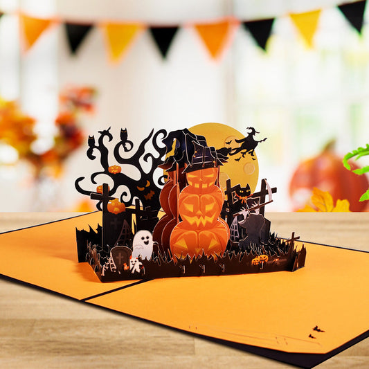 Halloween 3D Pop Up Card Pumpkin Graveyard Pop Up Greeting Card