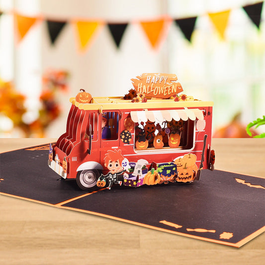 Halloween 3D Pop Up Card Pumpkin Car Pop Up Greeting Card