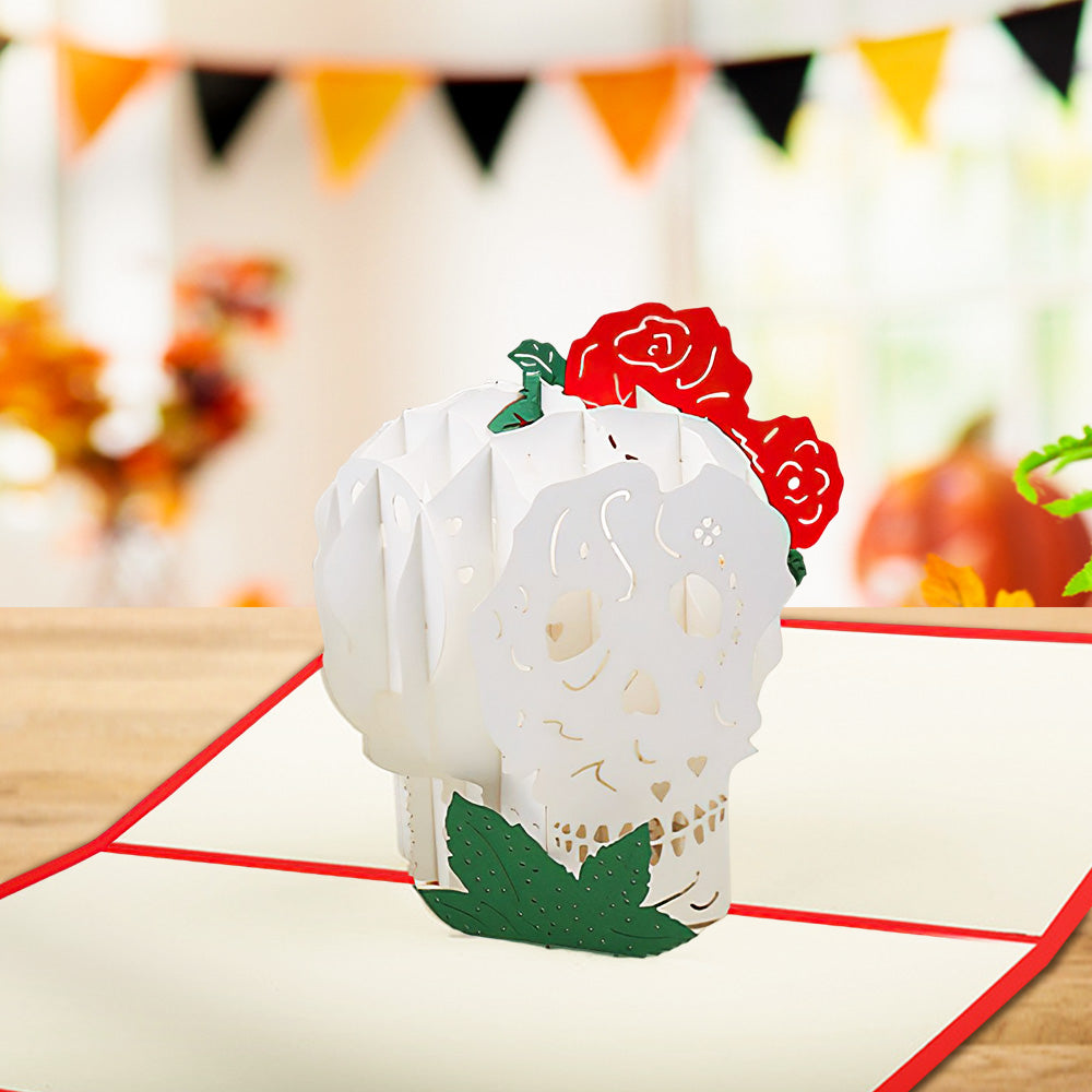 Halloween 3D Pop Up Card Flower Skull Pop Up Greeting Card