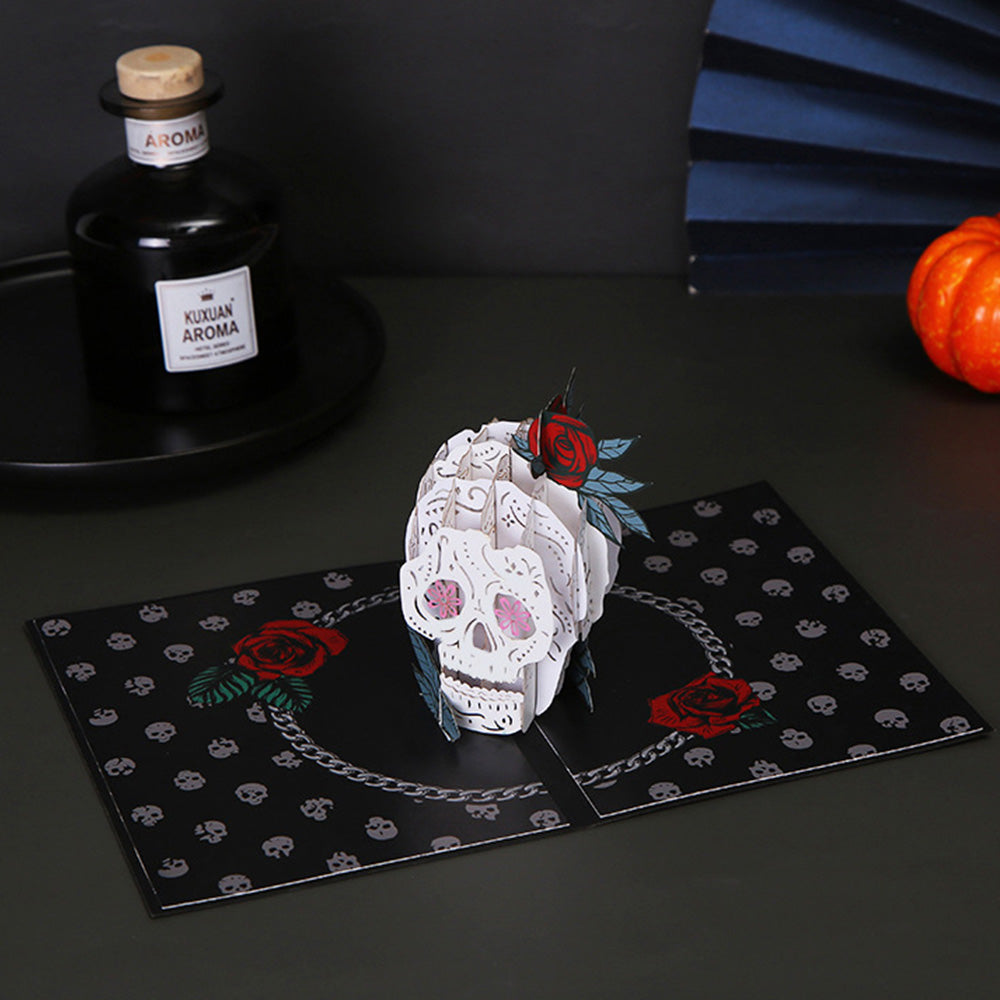 Halloween 3D Pop Up Card Rose Skull Pop Up Greeting Card