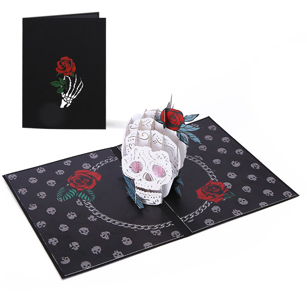 Halloween 3D Pop Up Card Rose Skull Pop Up Greeting Card