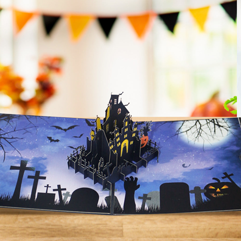 Halloween 3D Pop Up Card Cemetery Haunted House Pop Up Greeting Card