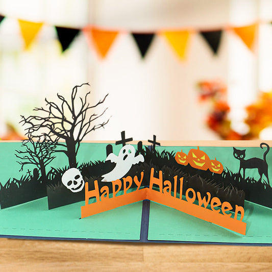 Halloween 3D Pop Up Card Cemetery Pattern Pop Up Greeting Card