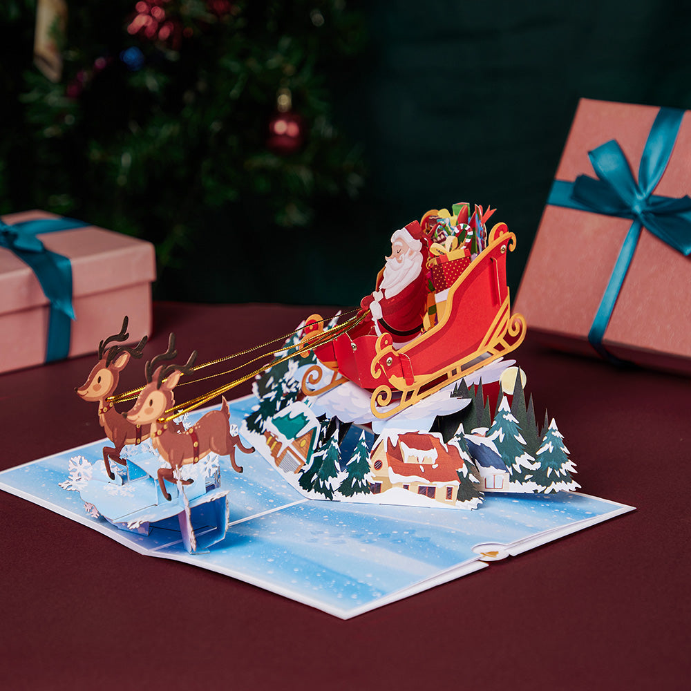 Christmas 3D Pop Up Card Christmas Sleigh Pop Up Greeting Card