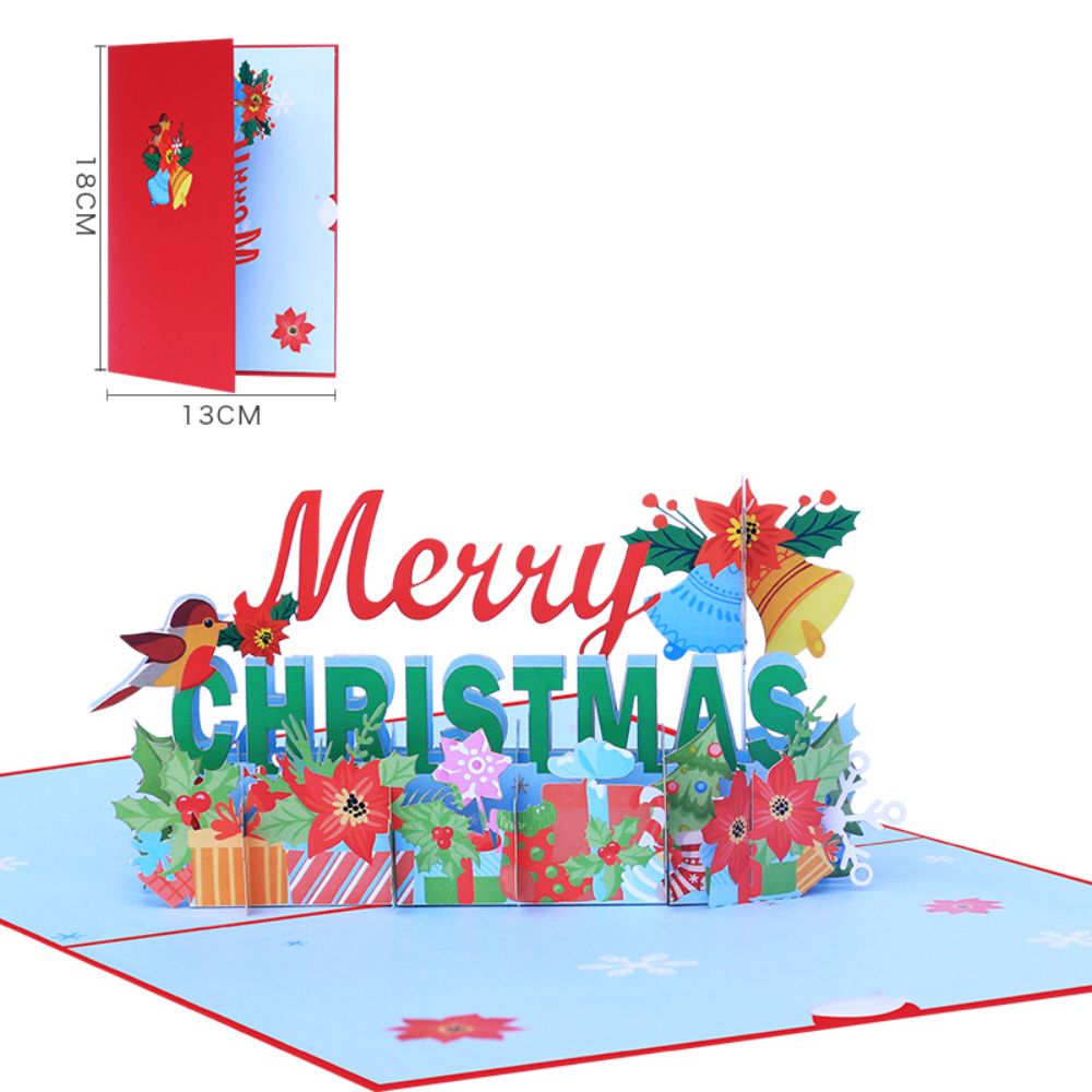 Creative Christmas 3D Pop Up Card Bird Bell Pop Up Greeting Card