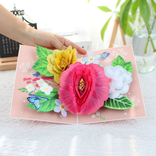 Blooming Red Flower 3D Pop Up Greeting Card