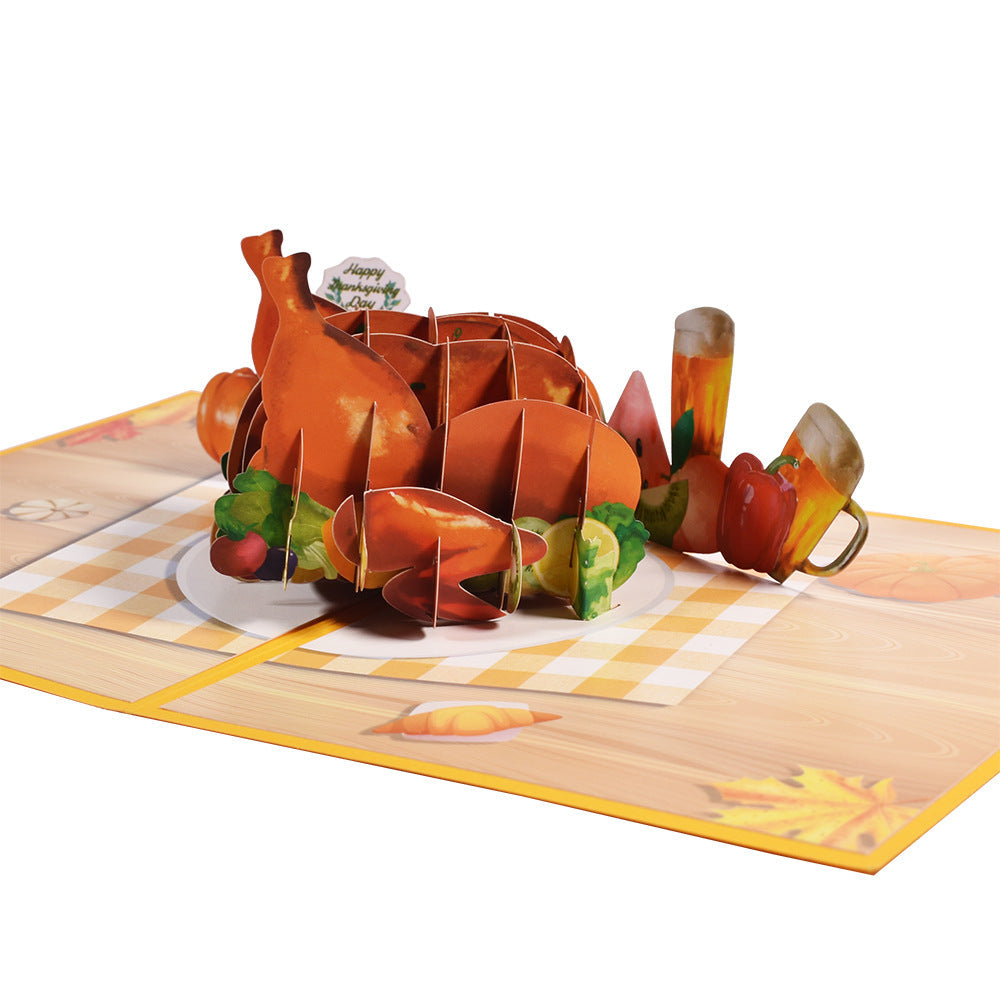 Thanksgiving Turkey Dinner 3D Pop Up Greeting Card