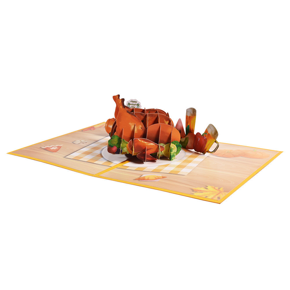 Thanksgiving Turkey Dinner 3D Pop Up Greeting Card