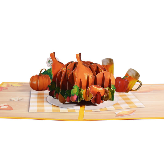 Thanksgiving Turkey Dinner 3D Pop Up Greeting Card