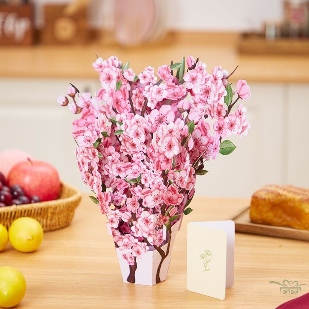 3D Creative Cherry Blossom Bouquet Pop Up Greeting Card