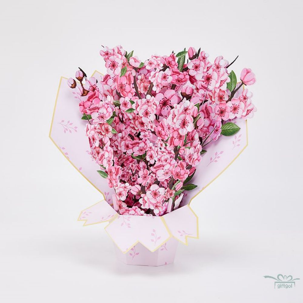 3D Creative Cherry Blossom Bouquet Pop Up Greeting Card