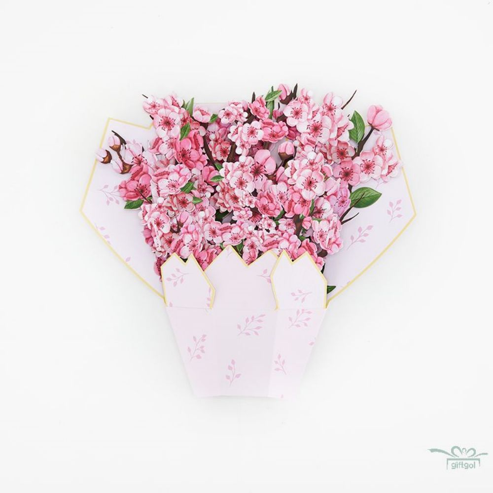 3D Creative Cherry Blossom Bouquet Pop Up Greeting Card