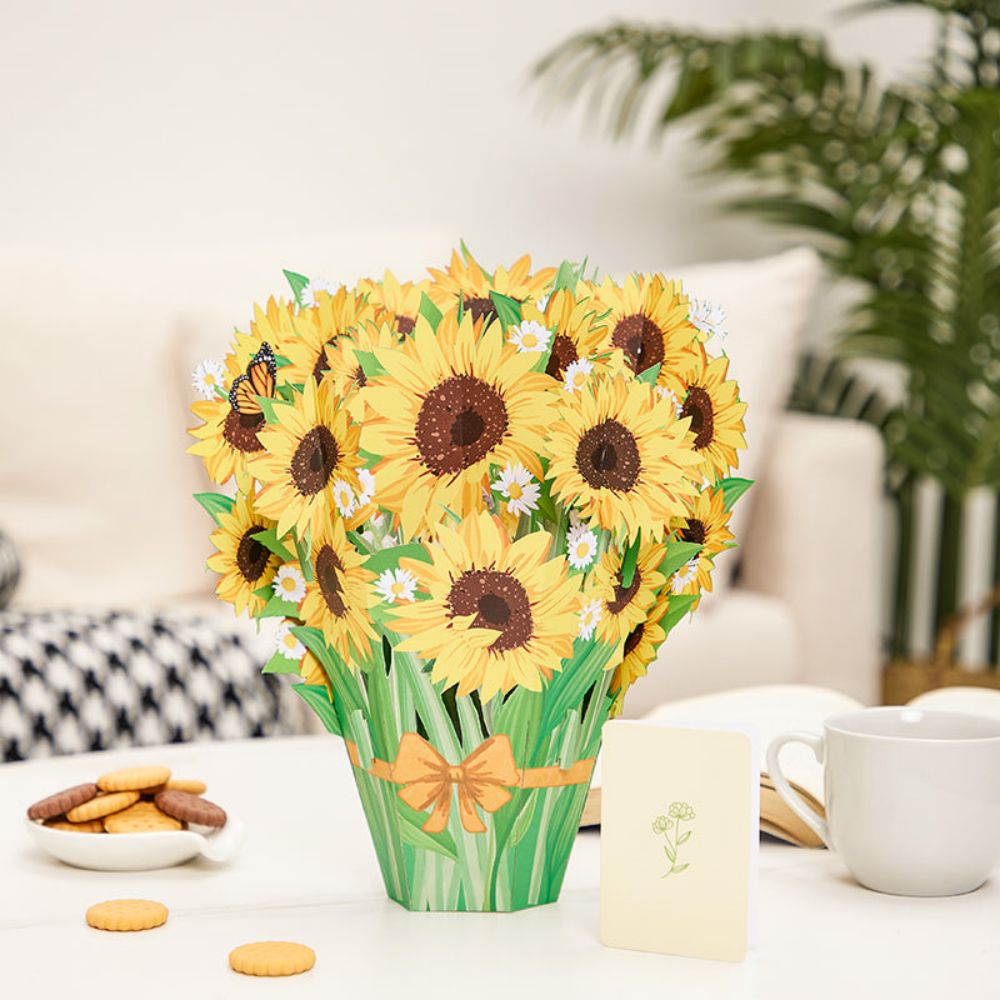 3D Creative Sunflower Bouquet Pop Up Greeting Card