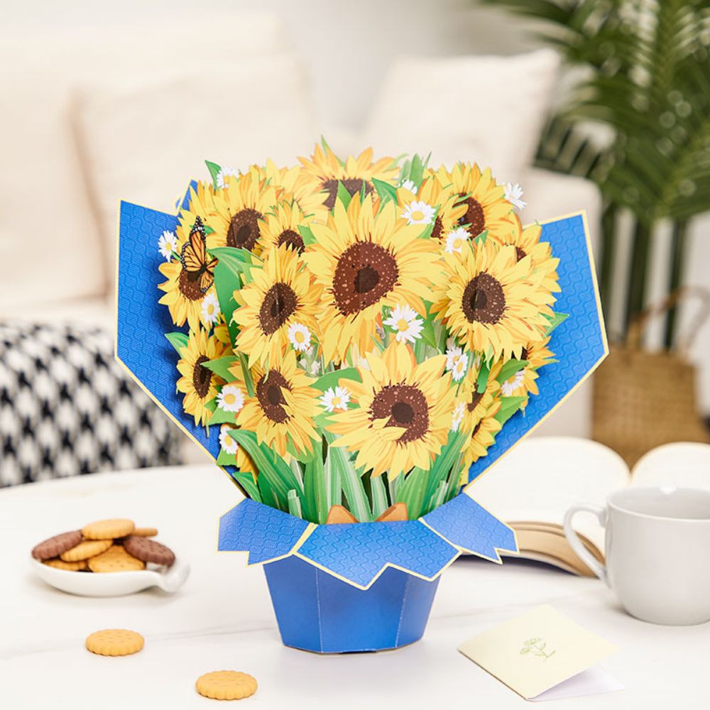 3D Creative Sunflower Bouquet Pop Up Greeting Card