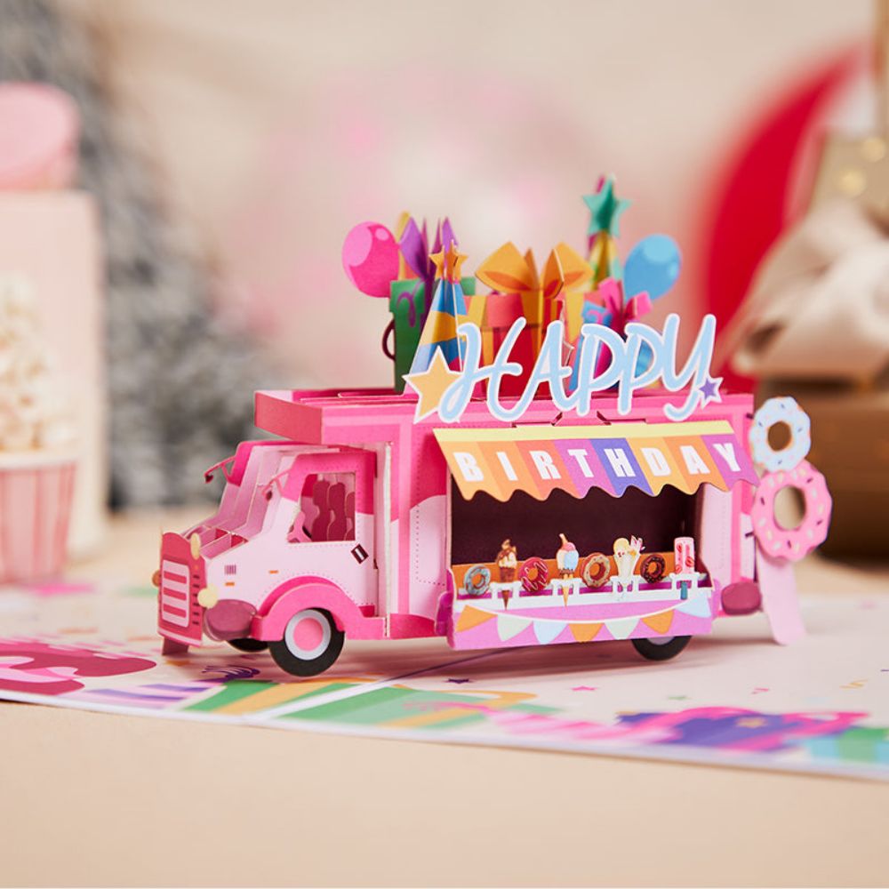 Happy Birthday Ice Cream Truck Pop Up Greeting Card