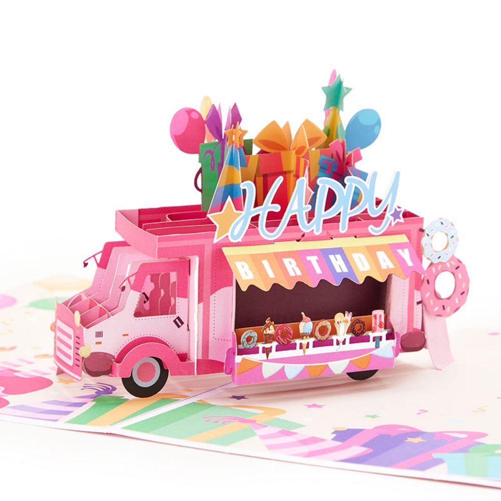 Happy Birthday Ice Cream Truck Pop Up Greeting Card