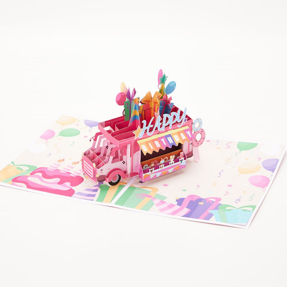 Happy Birthday Ice Cream Truck Pop Up Greeting Card