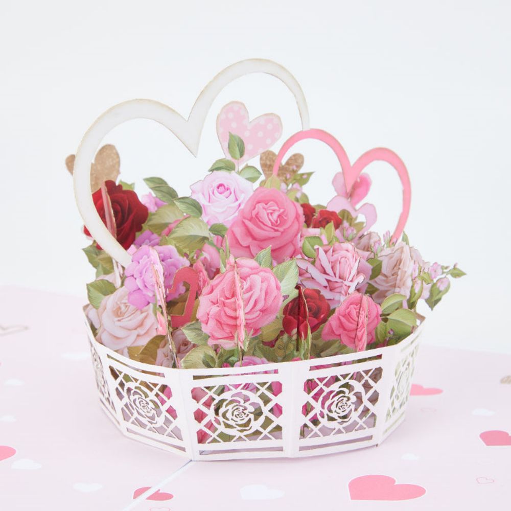 Rose Basket 3D Pop Up Greeting Card