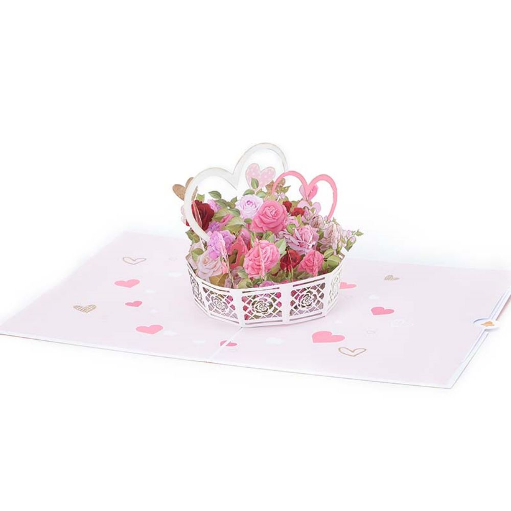 Rose Basket 3D Pop Up Greeting Card