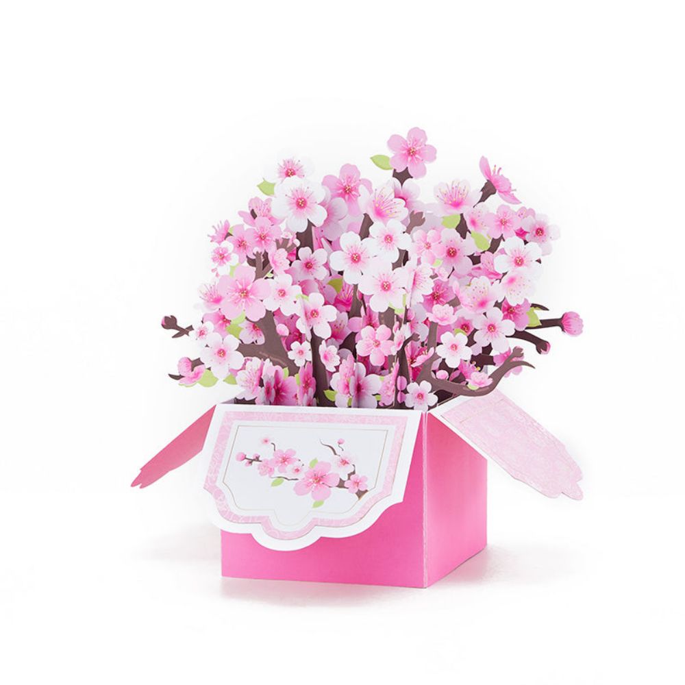 Cherry Blossom Flower Box 3D Pop Up Greeting Card