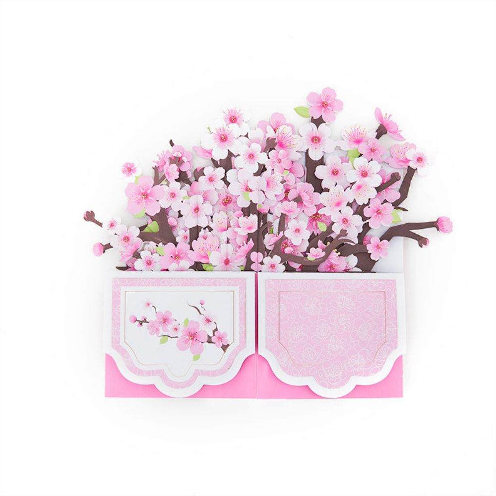 Cherry Blossom Flower Box 3D Pop Up Greeting Card