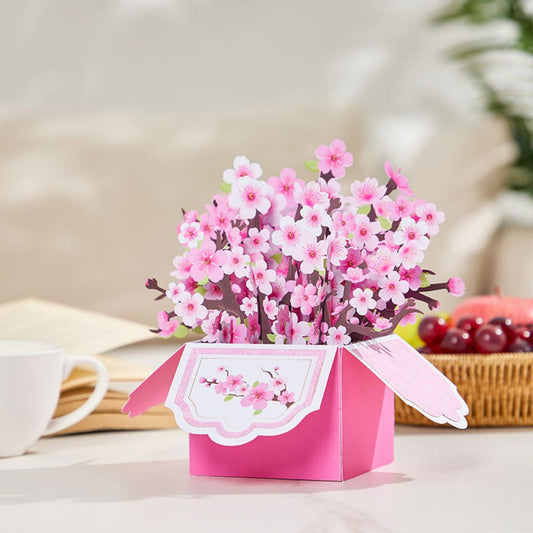 Cherry Blossom Flower Box 3D Pop Up Greeting Card