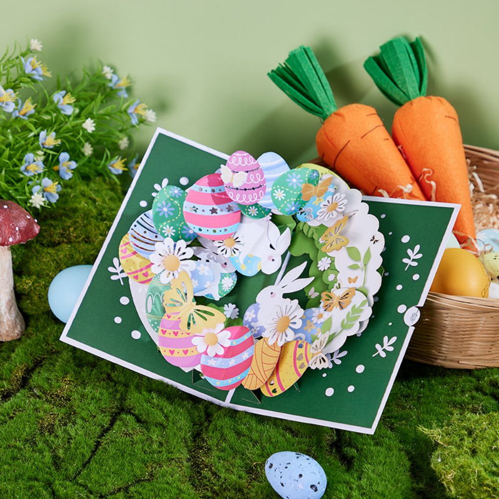 Easter Bunny Wreath 3D Pop Up Greeting Card