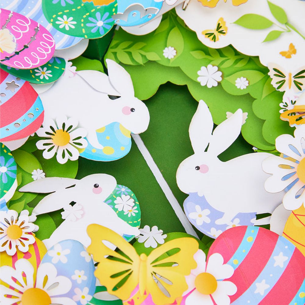 Easter Bunny Wreath 3D Pop Up Greeting Card