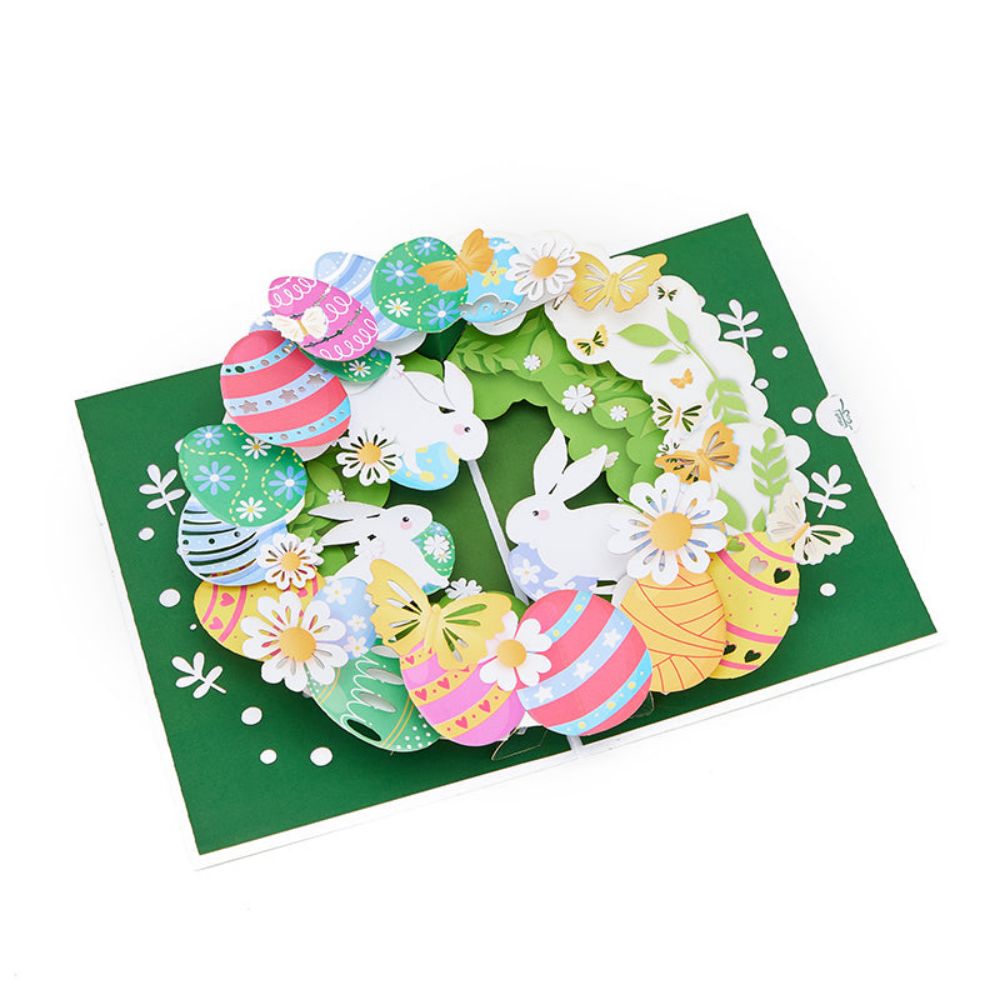 Easter Bunny Wreath 3D Pop Up Greeting Card