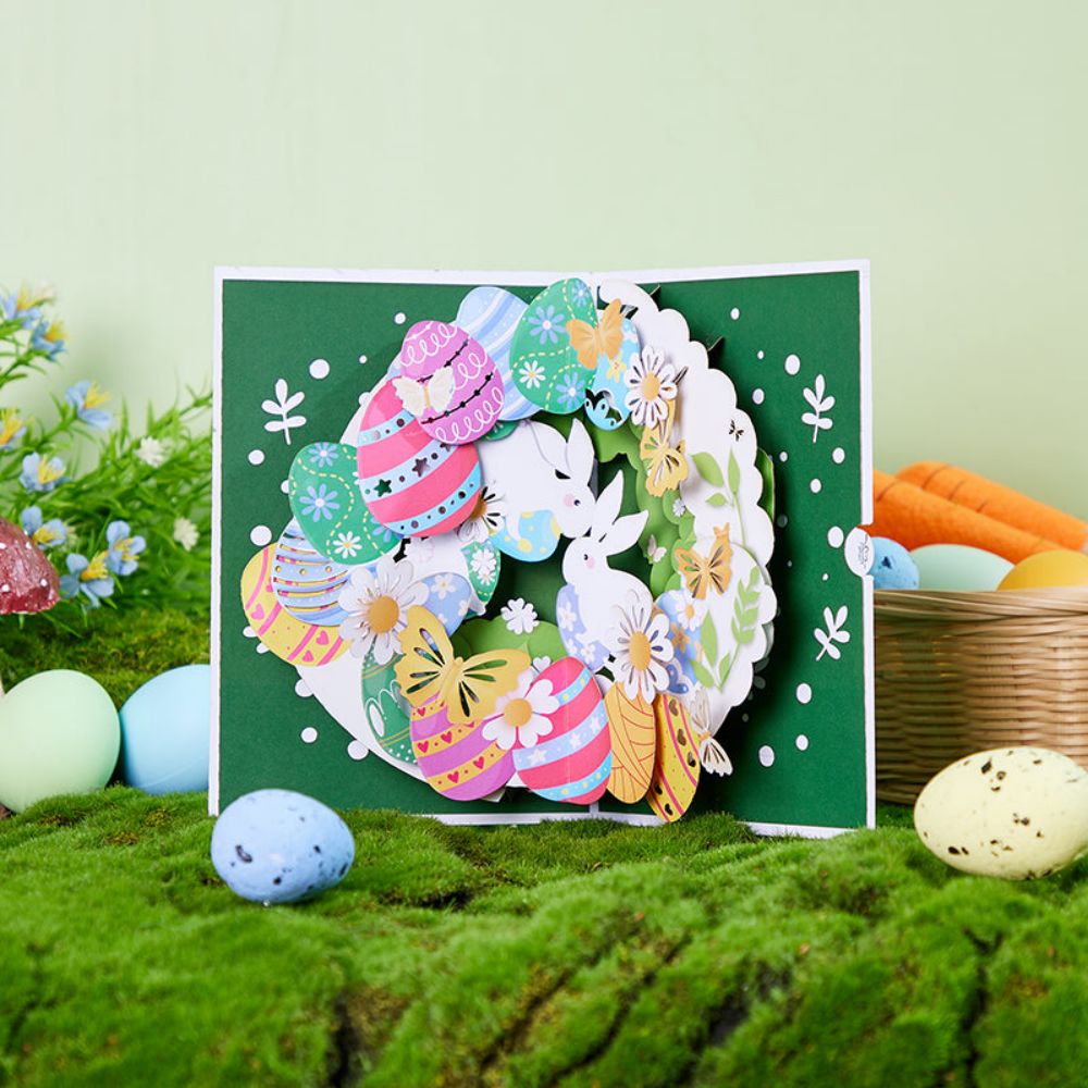 Easter Bunny Wreath 3D Pop Up Greeting Card