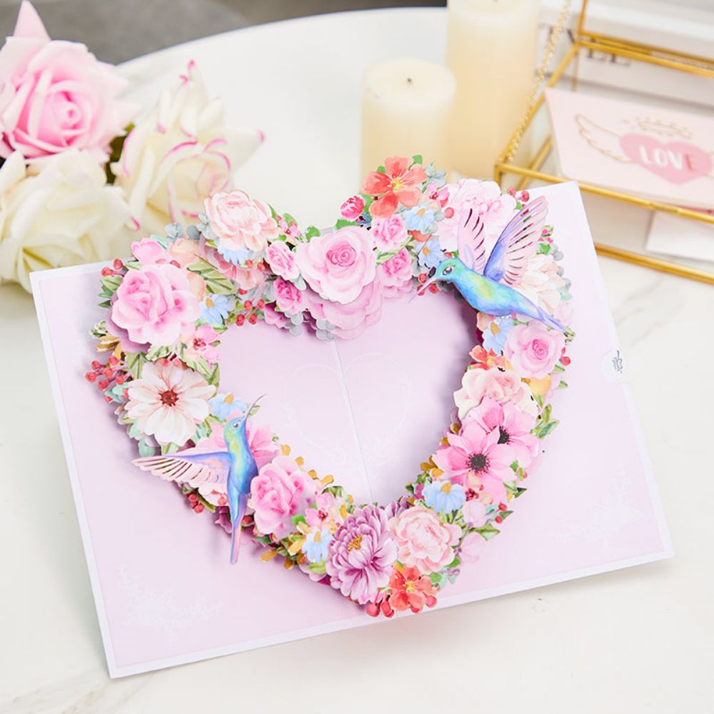 Hummingbird Heart 3D Pop Up Greeting Card