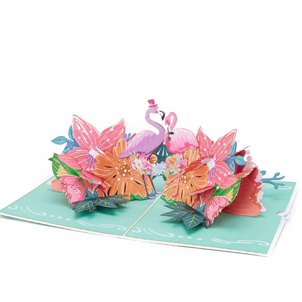 Flamingo Flowers 3D Pop Up Greeting Card