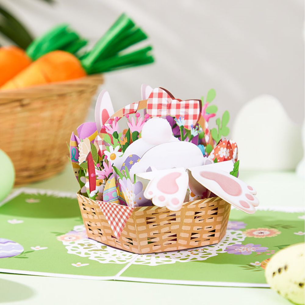 Easter Bunny Basket 3D Pop Up Greeting Card