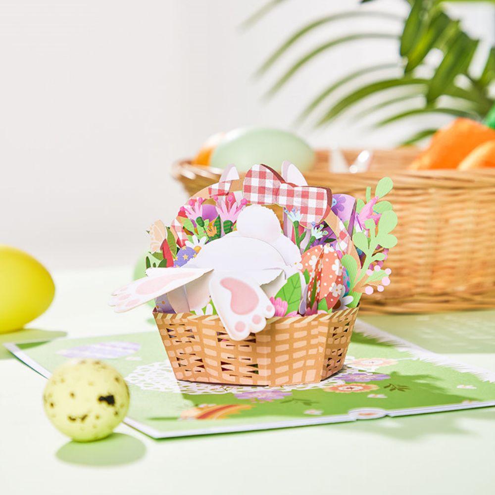 Easter Bunny Basket 3D Pop Up Greeting Card