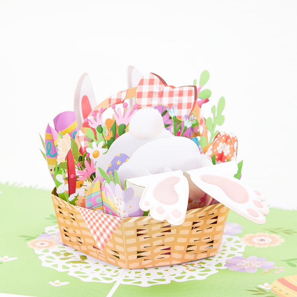 Easter Bunny Basket 3D Pop Up Greeting Card