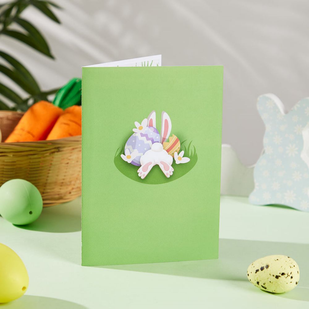 Easter Bunny Basket 3D Pop Up Greeting Card