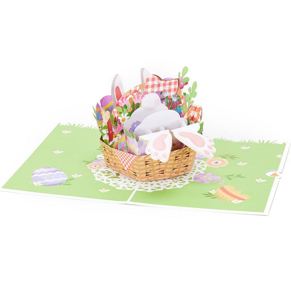 Easter Bunny Basket 3D Pop Up Greeting Card