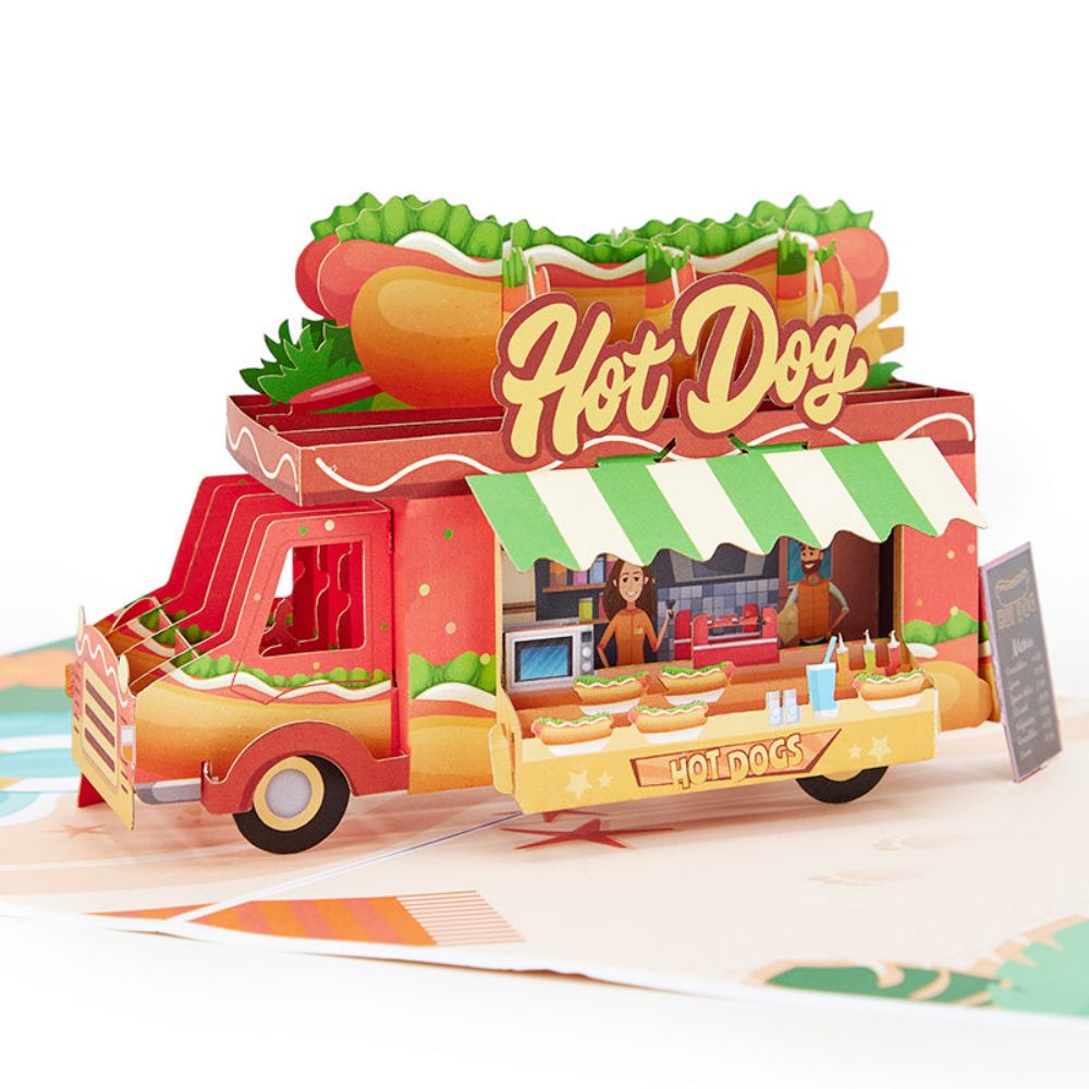 Beach Hot Dog Truck 3D Pop Up Greeting Card