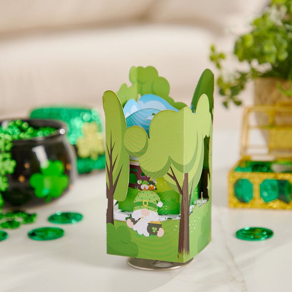 St. Patrick's Day Green Dwarfs 3D Paper Music Box