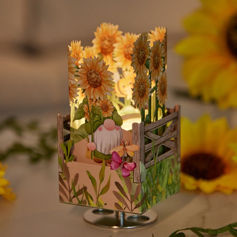 Sunflower Gnome 3D Paper Music Box