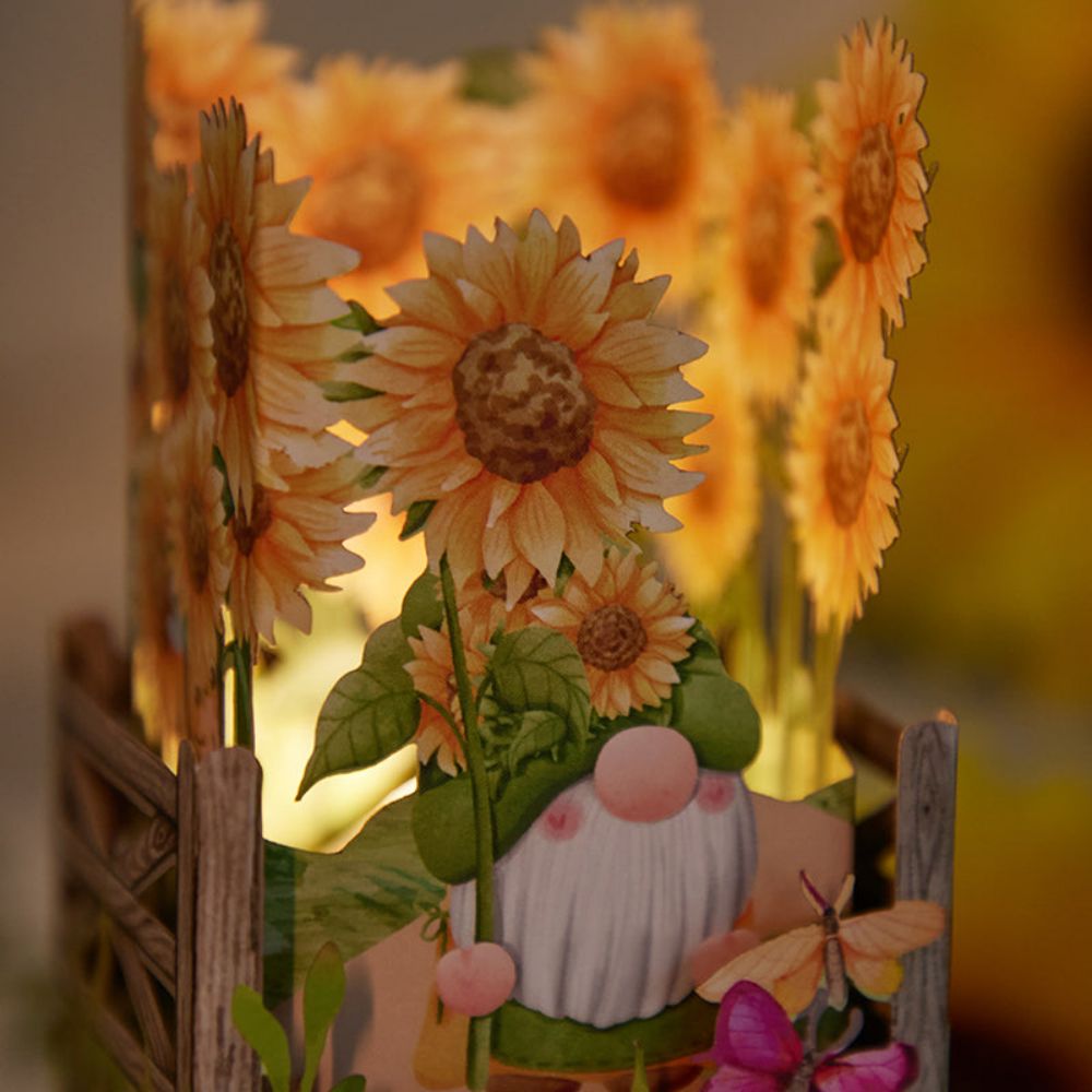 Sunflower Gnome 3D Paper Music Box