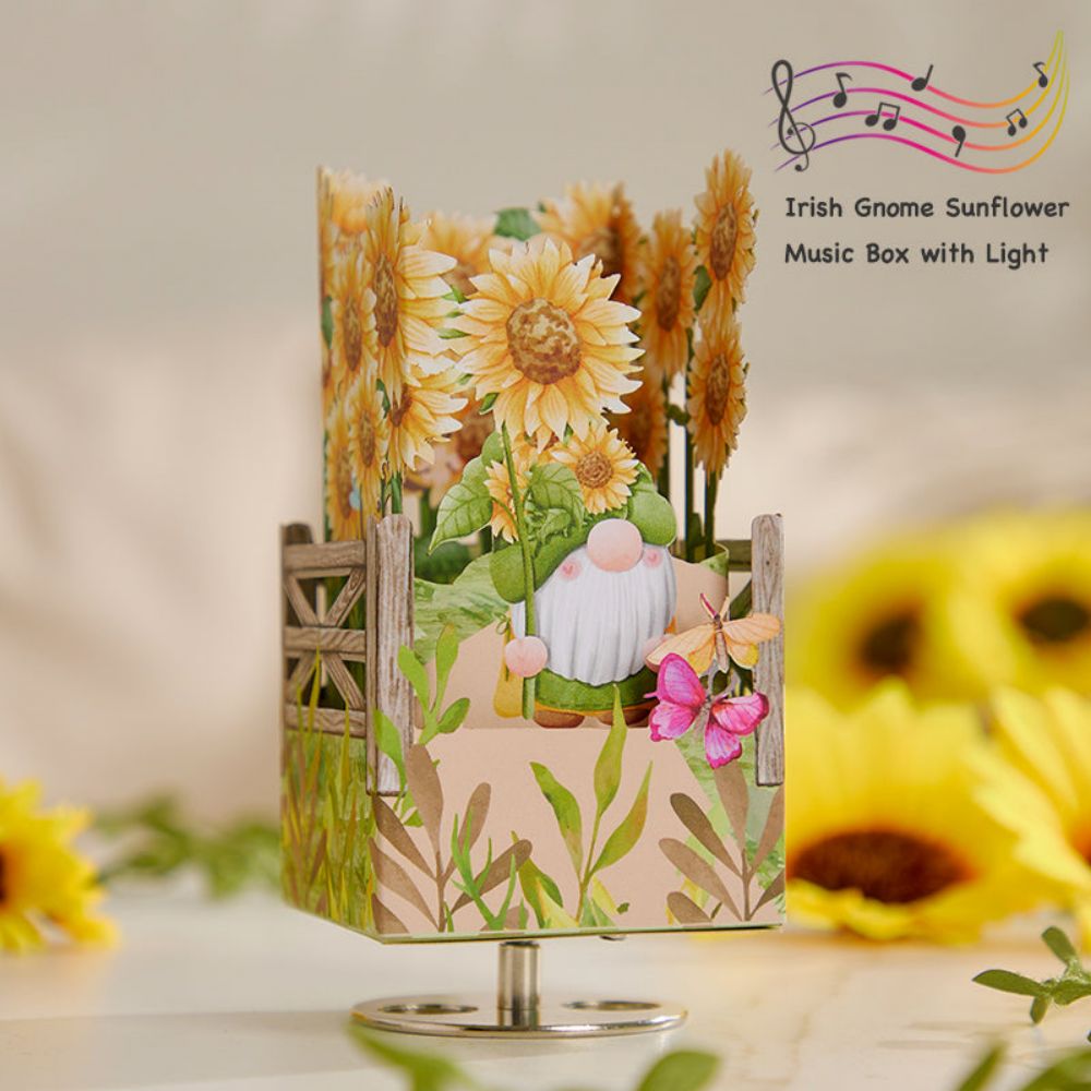 Sunflower Gnome 3D Paper Music Box