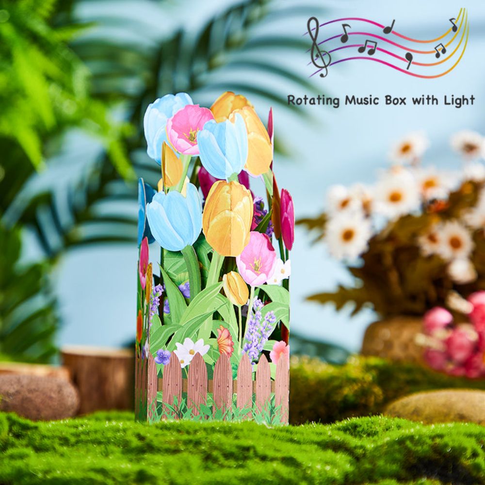 Spring Flowers Tulip 3D Paper Music Box