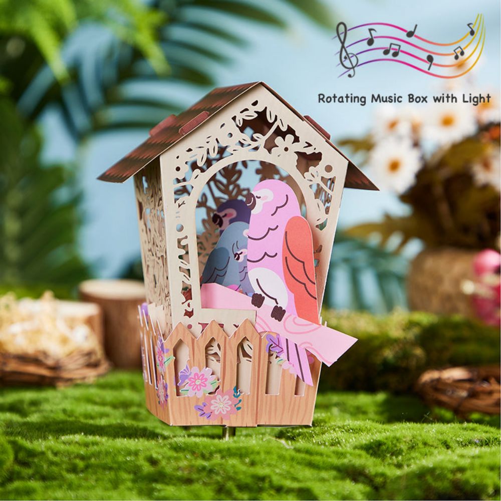 Bird House 3D Paper Music Box Gift for Mother's Day