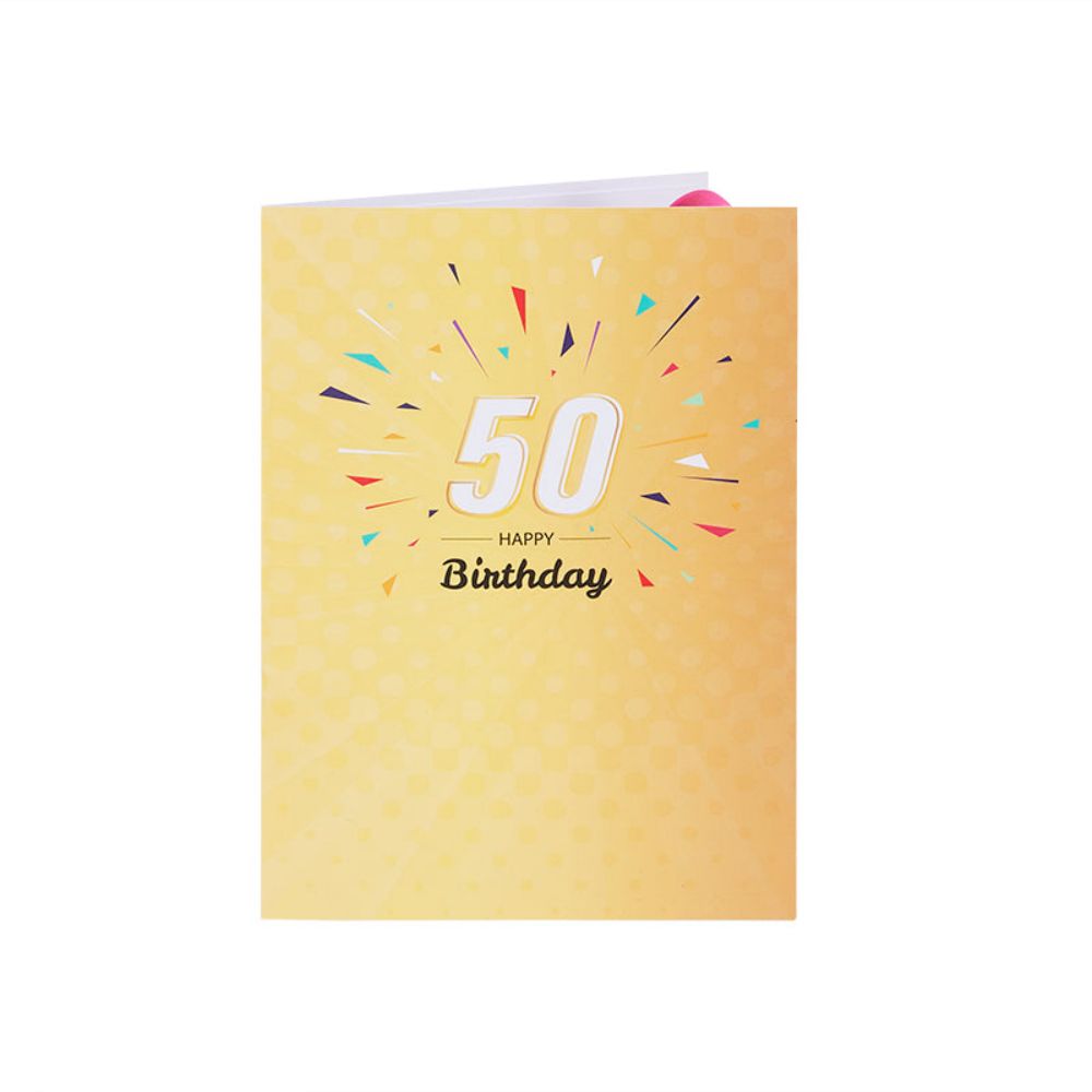 Lights and Music 50th Happy Birthday 3D Pop Up Greeting Card for Her or Him