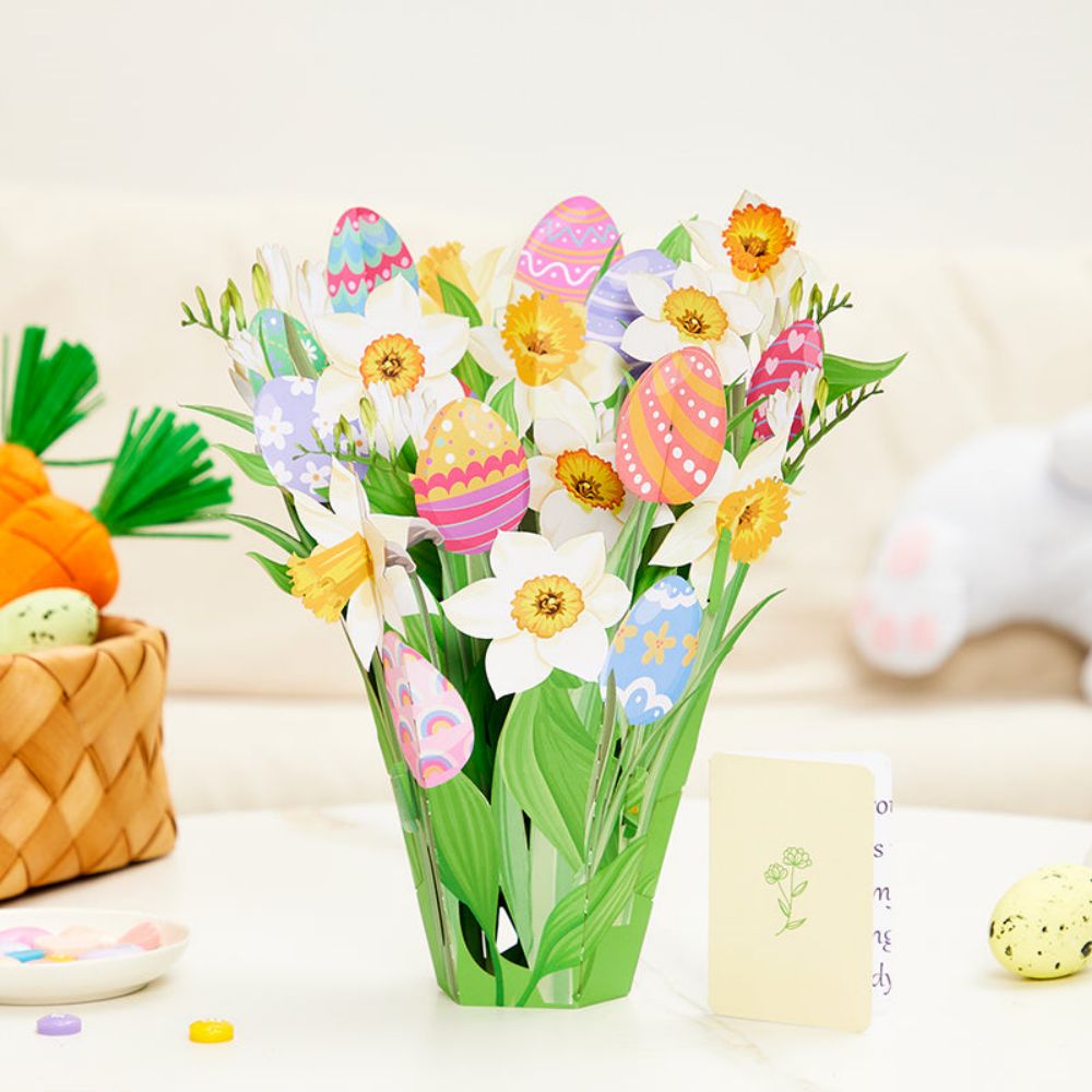 Easter Egg Flower Bouquet 3D Pop Up Greeting Card