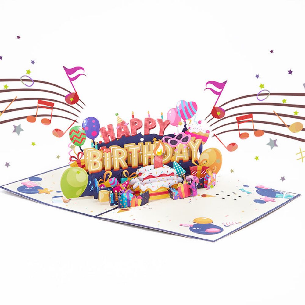 Lights Happy Birthday Pop Up Card Music Birthday Candles 3D Pop Up Greeting Card